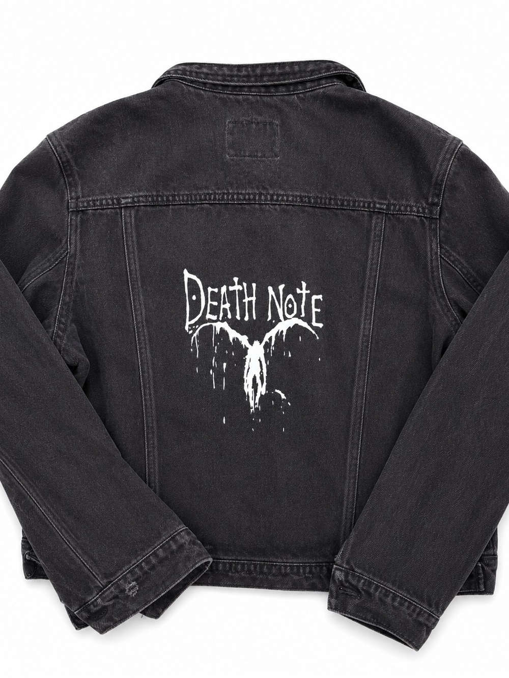 Old Navy Death Note Black Denim Jacket Women’s Large Petite Anime Manga Goth